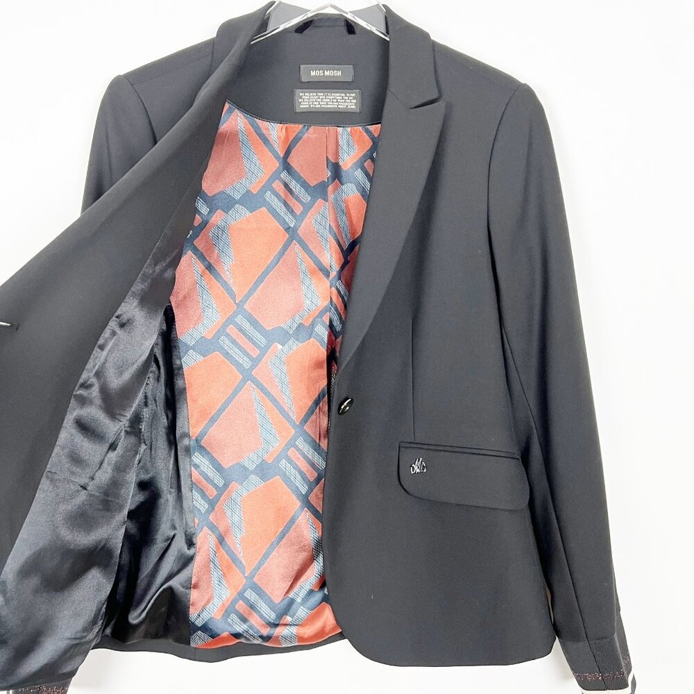 Mos Mosh Blake Celeb Blazer Womens EU 38 | US 6/8 Black Rib Knit Striped Cuffs - Picture 3 of 15